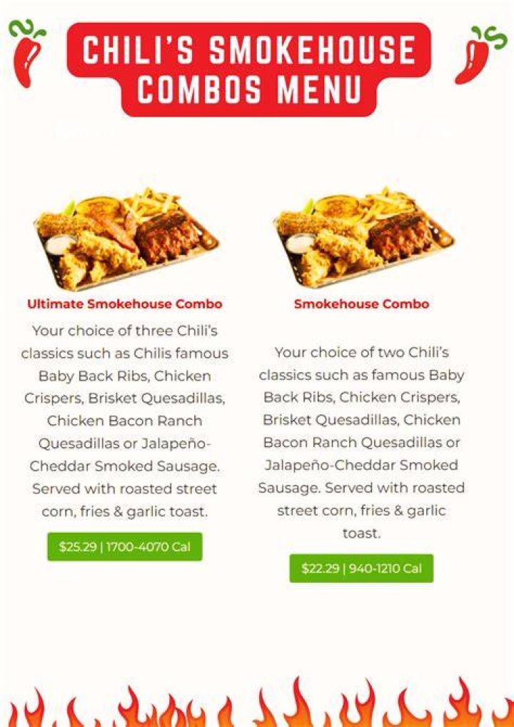 How much is the smokehouse combo at Chili's?