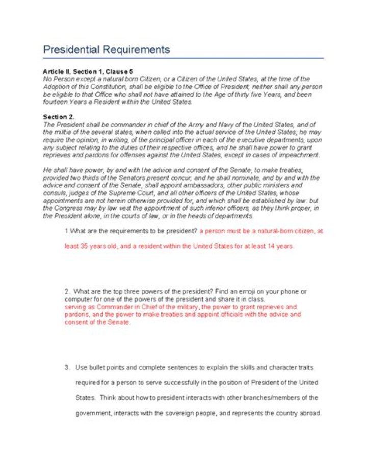 What are the minimum requirements of the executive branch?